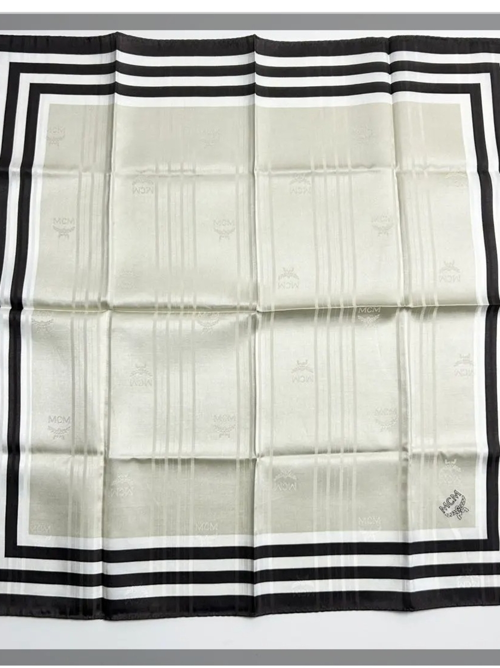 MCM Ivory and Black Striped  Throw Scarf